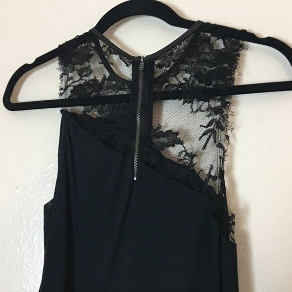 ALC Black Mini Dress Asymmetrical Lace Top Micromodal Womens Size S Small - Picture 9 of 12